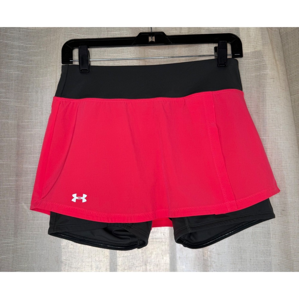 Under Armour HeatGear Skort Compression Shorts Pink Gray Women's Size Small